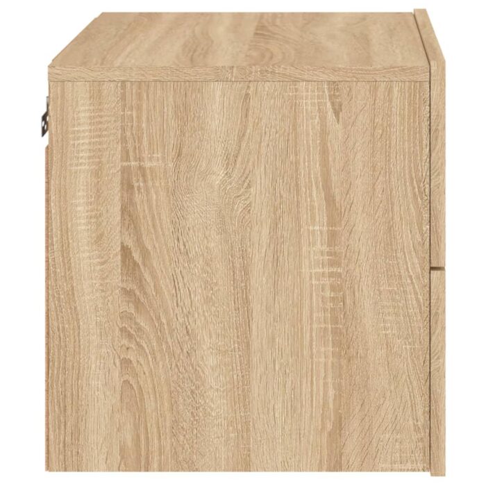 Tables de chevet murales avec lumières LED 2 pcs chêne sonoma – Image 7