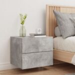 Table de chevet murale avec lumières LED gris béton – Image 2