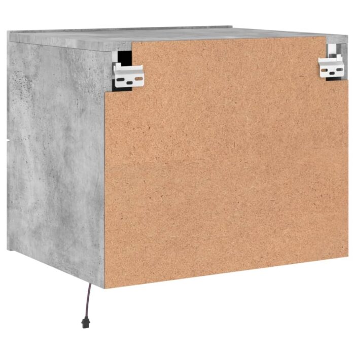 Tables de chevet murales avec lumières LED 2 pcs gris béton – Image 8