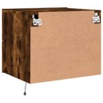 Tables de chevet murales avec lumières LED 2 pcs chêne fumé – Image 8