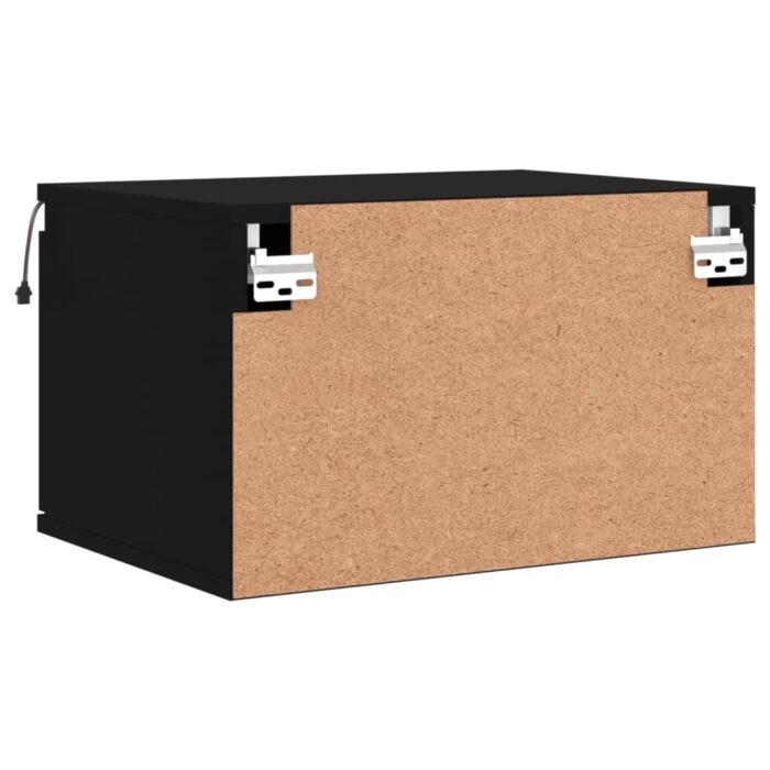 Table de chevet murale avec lumières LED noir – Image 7