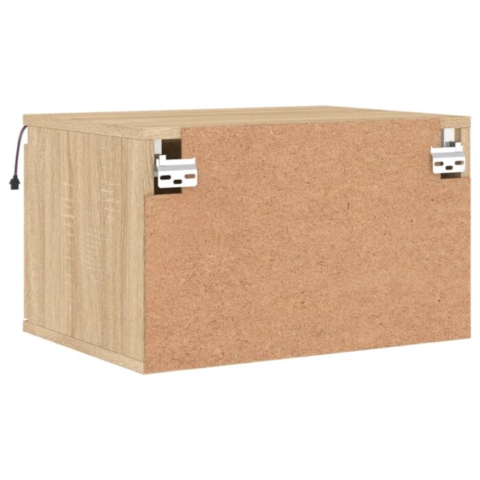 Tables de chevet murales avec lumières LED 2 pcs chêne sonoma – Image 8