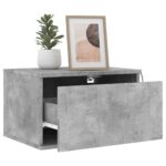 Tables de chevet murales avec lumières LED 2 pcs gris béton – Image 2