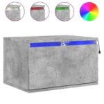 Tables de chevet murales avec lumières LED 2 pcs gris béton – Image 3