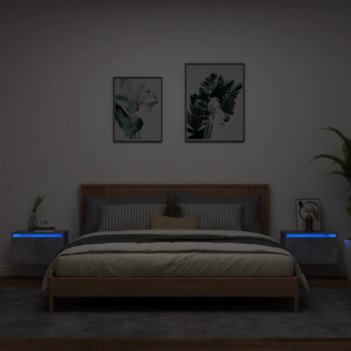 VXL8721012254176_m_en_hd_1.jpg Tables de chevet murales avec lumières LED 2 pcs gris béton – Image 1