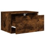 Table de chevet murale avec lumières LED chêne fumé – Image 4