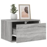 Tables de chevet murales avec lumières LED 2 pcs sonoma gris – Image 2