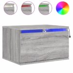 Tables de chevet murales avec lumières LED 2 pcs sonoma gris – Image 3