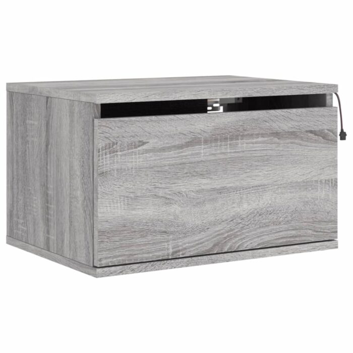 Tables de chevet murales avec lumières LED 2 pcs sonoma gris – Image 4