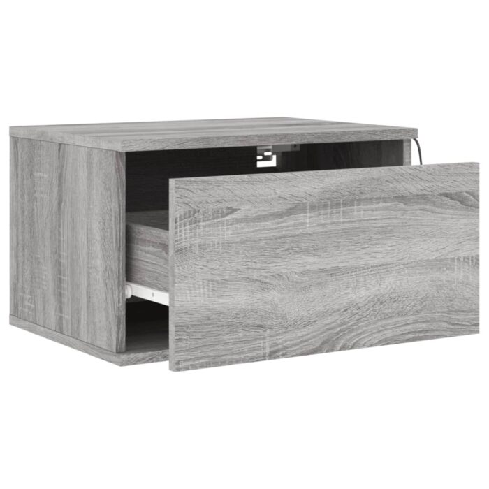 Tables de chevet murales avec lumières LED 2 pcs sonoma gris – Image 5