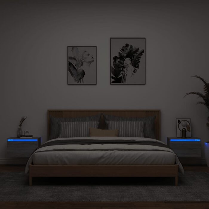 VXL8721012254213_m_en_hd_1.jpg Tables de chevet murales avec lumières LED 2 pcs sonoma gris – Image 1