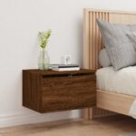 Table de chevet murale avec lumières LED chêne marron – Image 2