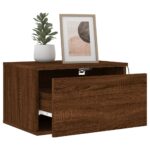 Table de chevet murale avec lumières LED chêne marron – Image 3