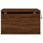 Table de chevet murale avec lumières LED chêne marron – Image 5
