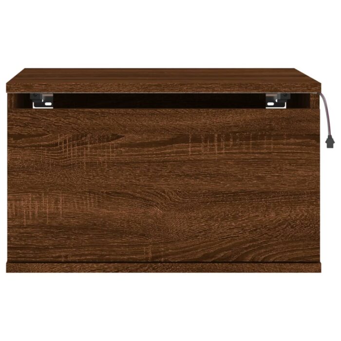 Table de chevet murale avec lumières LED chêne marron – Image 5