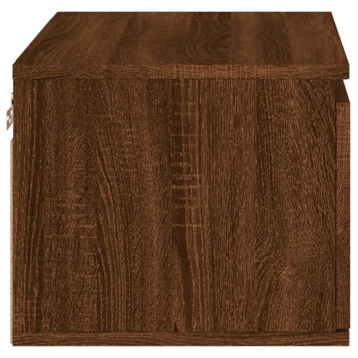 Table de chevet murale avec lumières LED chêne marron – Image 6