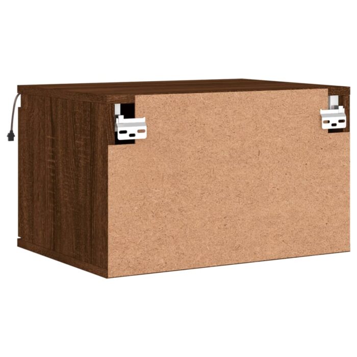 Table de chevet murale avec lumières LED chêne marron – Image 7