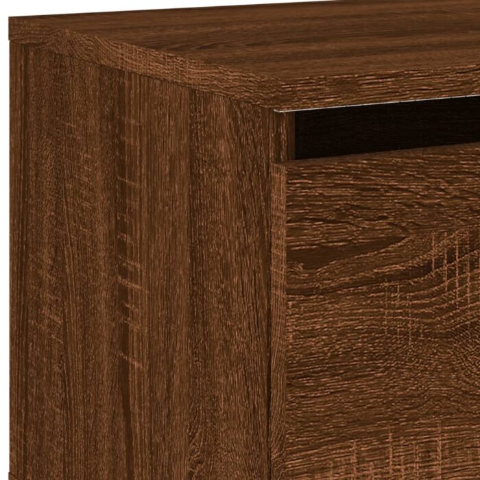 Table de chevet murale avec lumières LED chêne marron – Image 8