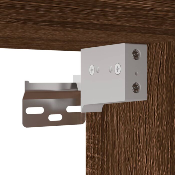 Table de chevet murale avec lumières LED chêne marron – Image 9