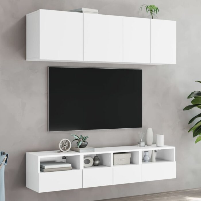 Meubles TV muraux 2 pcs blanc 40x30x30 cm bois d'ingénierie – Image 2