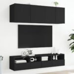 Meuble TV mural noir 40x30x30 cm bois d'ingénierie – Image 2