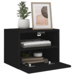Meuble TV mural noir 40x30x30 cm bois d'ingénierie – Image 3