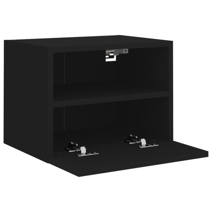 Meuble TV mural noir 40x30x30 cm bois d'ingénierie – Image 4