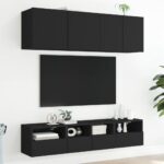 Meubles TV muraux 2 pcs noir 40x30x30 cm bois d'ingénierie – Image 2
