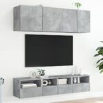 Meuble TV mural gris béton 40x30x30 cm bois d'ingénierie – Image 2