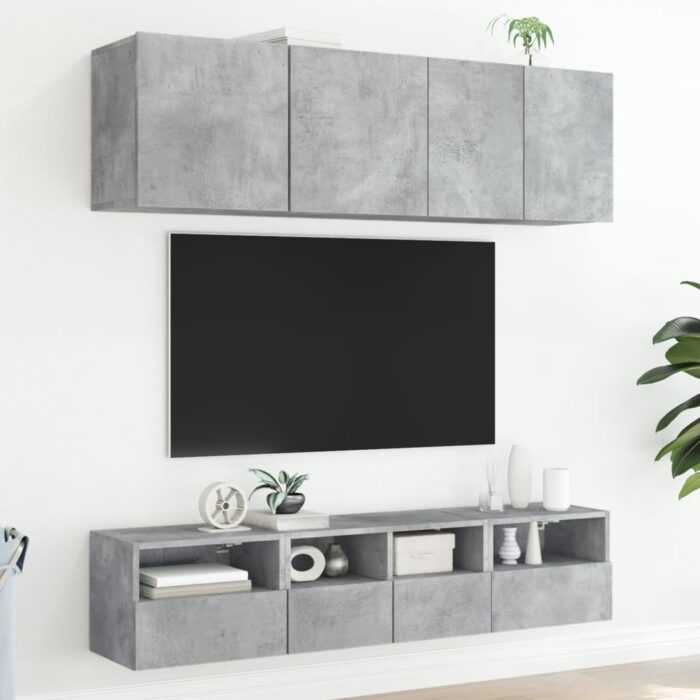Meuble TV mural gris béton 40x30x30 cm bois d'ingénierie – Image 2