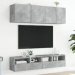 Meubles TV muraux 2 pcs gris béton 40x30x30cm bois d'ingénierie – Image 2