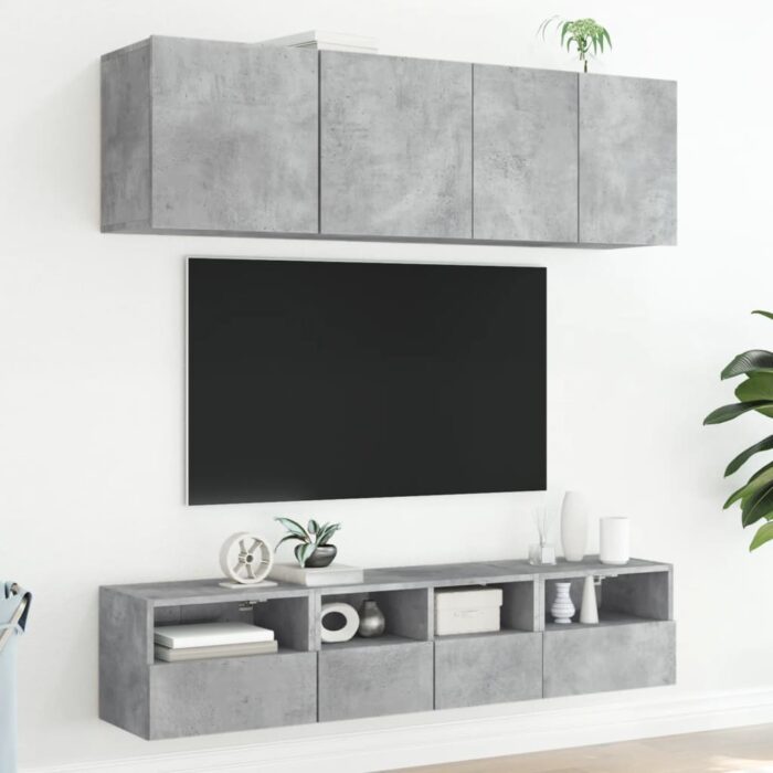 Meubles TV muraux 2 pcs gris béton 40x30x30cm bois d'ingénierie – Image 2