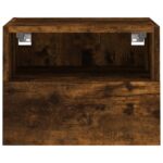 Meubles TV muraux 2 pcs chêne fumé 40x30x30cm bois d'ingénierie – Image 6