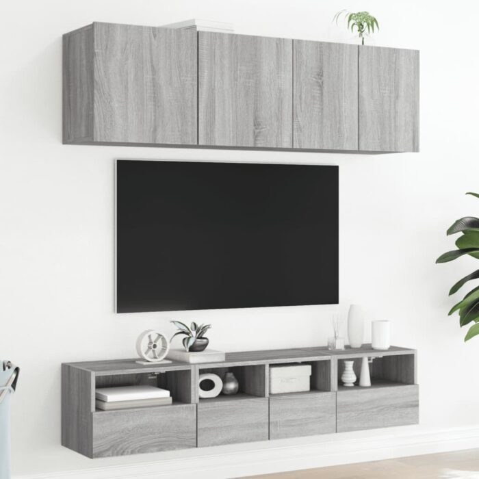 Meubles TV muraux 2pcs sonoma gris 40x30x30cm bois d'ingénierie – Image 2