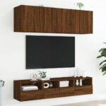 Meuble TV mural chêne marron 40x30x30 cm bois d'ingénierie – Image 2