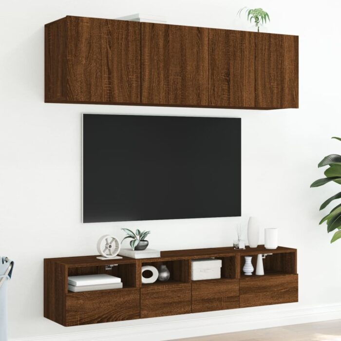 Meuble TV mural chêne marron 40x30x30 cm bois d'ingénierie – Image 2