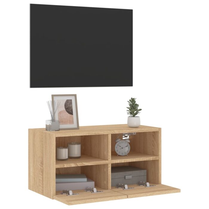 Meuble TV mural chêne sonoma 60x30x30 cm bois d'ingénierie – Image 4