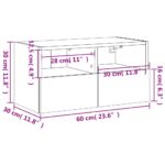 Meuble TV mural gris béton 60x30x30 cm bois d'ingénierie – Image 12