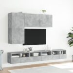 Meuble TV mural gris béton 60x30x30 cm bois d'ingénierie – Image 2