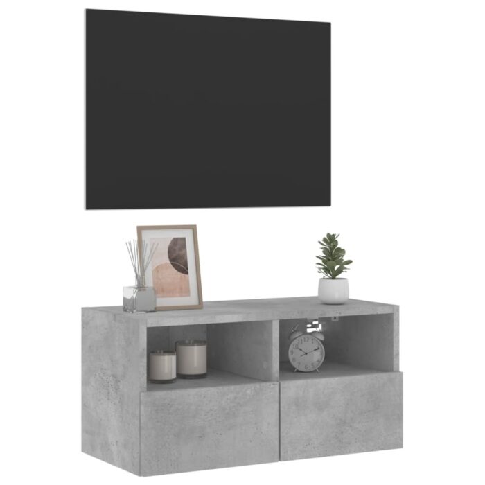 Meuble TV mural gris béton 60x30x30 cm bois d'ingénierie – Image 3