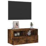 Meuble TV mural chêne fumé 60x30x30 cm bois d'ingénierie – Image 3