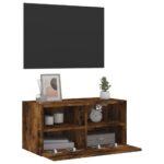 Meuble TV mural chêne fumé 60x30x30 cm bois d'ingénierie – Image 4