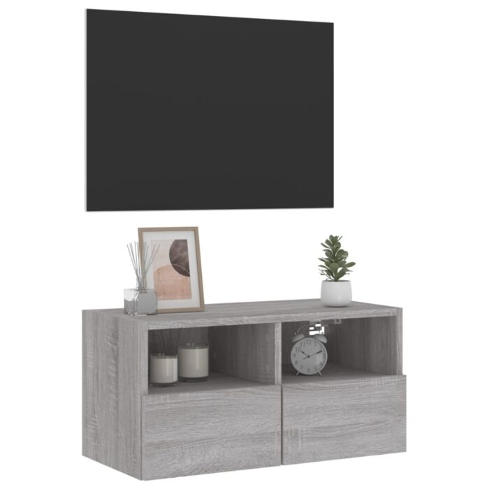 Meuble TV mural sonoma gris 60x30x30 cm bois d'ingénierie – Image 3