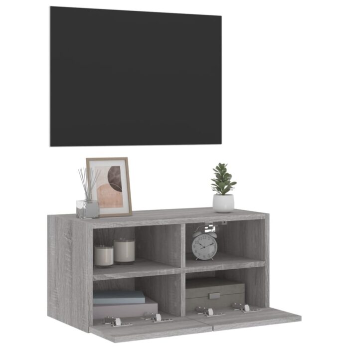 Meuble TV mural sonoma gris 60x30x30 cm bois d'ingénierie – Image 4
