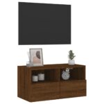 Meuble TV mural chêne marron 60x30x30 cm bois d'ingénierie – Image 3
