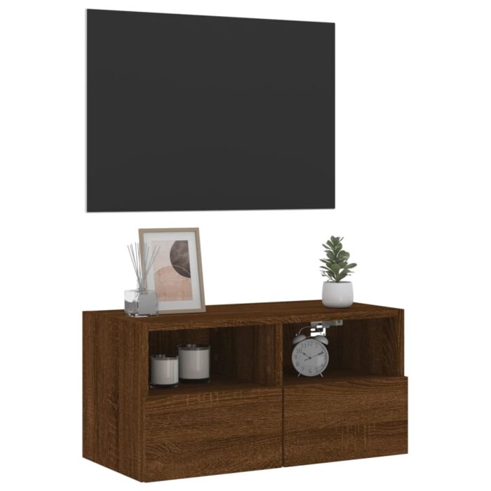 Meuble TV mural chêne marron 60x30x30 cm bois d'ingénierie – Image 3