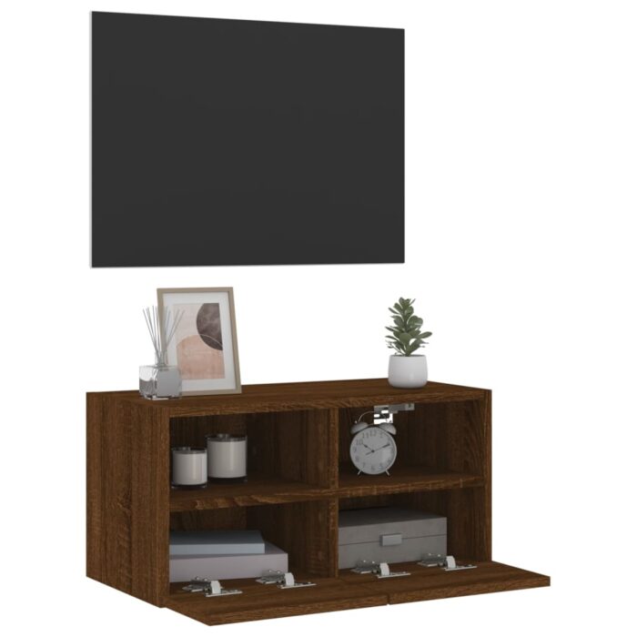 Meuble TV mural chêne marron 60x30x30 cm bois d'ingénierie – Image 4