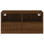 Meuble TV mural chêne marron 60x30x30 cm bois d'ingénierie – Image 6