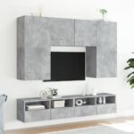 Meuble TV mural gris béton 80x30x30 cm bois d'ingénierie – Image 2
