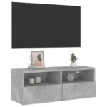 Meuble TV mural gris béton 80x30x30 cm bois d'ingénierie – Image 3